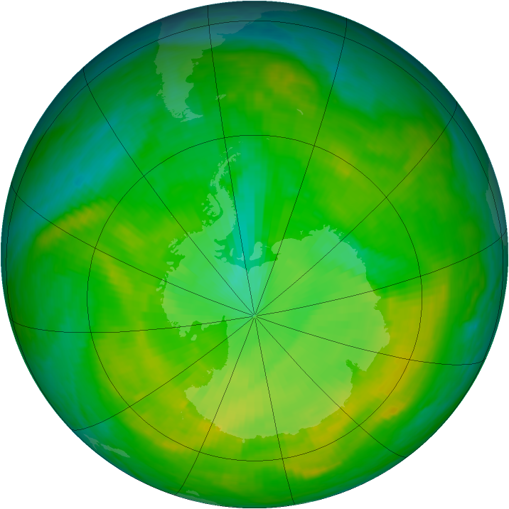 Antarctic ozone map for 21 December 1981